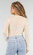 Butter Yellow Kanten Blouse met Lange Mouwen en Ruffle Detail