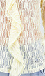 Butter Yellow Kanten Blouse met Lange Mouwen en Ruffle Detail