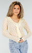 Butter Yellow Kanten Blouse met Lange Mouwen en Ruffle Detail