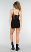 Zwarte Mesh Corset Top met Steentjes en Beugelcups