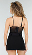 Zwarte Mesh Corset Top met Steentjes en Beugelcups