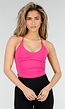 Roze Crop Top met Pads en Gekruiste Rug