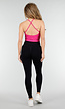 Roze Crop Top met Pads en Gekruiste Rug