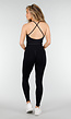 Zwarte Halter Crop Top met Open Rug