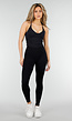 Zwarte Halter Crop Top met Open Rug