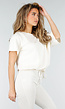 Beige One Shoulder Top met Ingewerkte Top en Stretch
