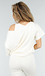 Beige One Shoulder Top met Ingewerkte Top en Stretch