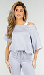 Lichtblauwe One Shoulder Top met Ingewerkte Top