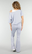 Lichtblauwe One Shoulder Top met Ingewerkte Top en Stretch