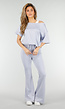 Lichtblauwe One Shoulder Top met Ingewerkte Top en Stretch