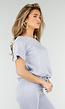 Lichtblauwe One Shoulder Top met Ingewerkte Top en Stretch