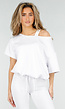 Witte One Shoulder Top met Ingewerkte Top en Stretch