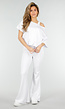Witte One Shoulder Top met Ingewerkte Top en Stretch