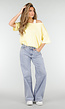 Butter Yellow One Shoulder Top met Ingewerkte Top en Stretch