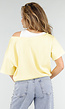 Butter Yellow One Shoulder Top met Ingewerkte Top en Stretch