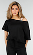 Zwarte One Shoulder Top met Ingewerkte Top en Stretch