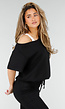 Zwarte One Shoulder Top met Ingewerkte Top en Stretch