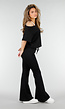 Zwarte One Shoulder Top met Ingewerkte Top en Stretch