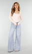 Lichtroze Stretch Top met Lange Mouwen en Vierkante Hals
