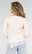 Lichtroze Stretch Top met Lange Mouwen en Vierkante Hals