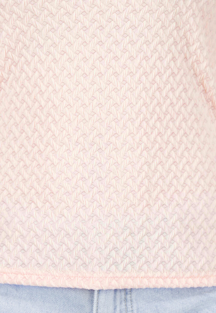 Lichtroze Stretch Top met Lange Mouwen en Vierkante Hals
