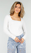 Witte Stretch Top met Lange Mouwen en Vierkante Hals