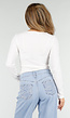 Witte Stretch Top met Lange Mouwen en Vierkante Hals