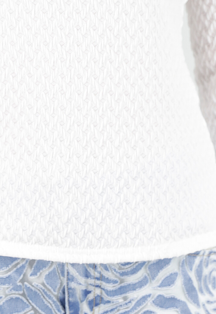 Witte Stretch Top met Lange Mouwen en Vierkante Hals