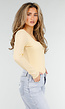 Butter Yellow Stretch Top met Lange Mouwen en Vierkante Hals