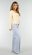 Butter Yellow Stretch Top met Lange Mouwen en Vierkante Hals