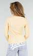 Butter Yellow Stretch Top met Lange Mouwen en Vierkante Hals