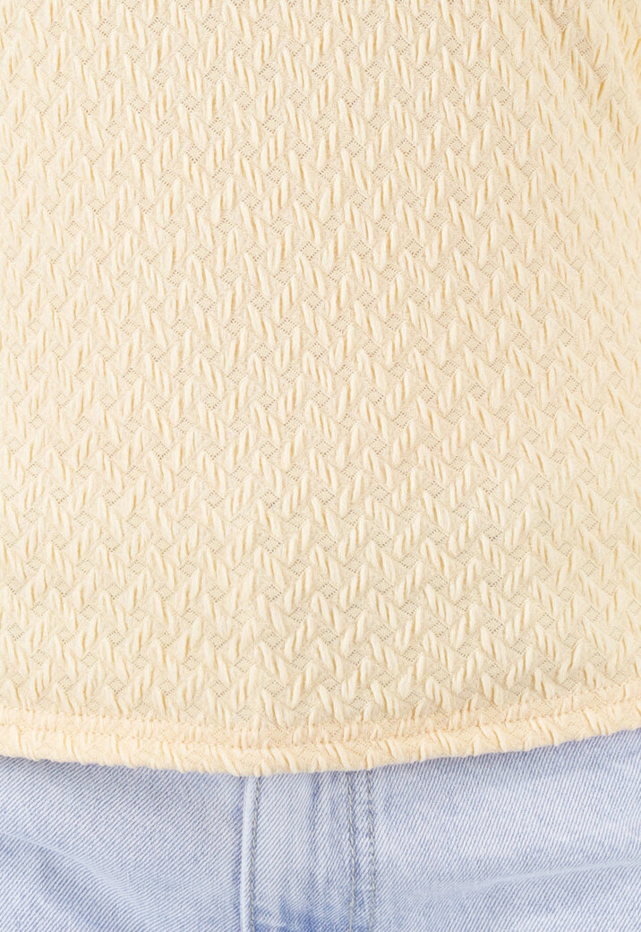 Butter Yellow Stretch Top met Lange Mouwen en Vierkante Hals