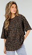 Bruin Oversized Cheetahprint T-Shirt met Korte Mouwen