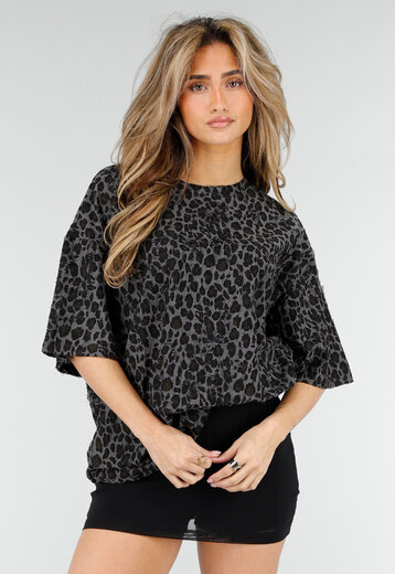 Zwart Luipaardprint T-Shirt