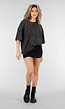 Zwart Grijs Oversized Cheetahprint T-shirt met Korte Mouwen