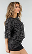 Zwart Grijs Oversized Cheetahprint T-shirt met Korte Mouwen
