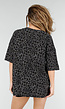 Zwart Grijs Oversized Cheetahprint T-shirt met Korte Mouwen