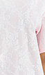 Lichtroze Kanten T-shirt met Korte Mouwen en Ronde Hals