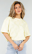 Butter Yellow Kanten T-shirt met Korte Mouwen en Ronde Hals