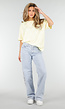 Butter Yellow Kanten T-shirt met Korte Mouwen en Ronde Hals