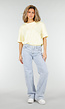 Butter Yellow Kanten T-shirt met Korte Mouwen en Ronde Hals