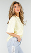 Butter Yellow Kanten T-shirt met Korte Mouwen en Ronde Hals