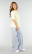 Butter Yellow Kanten T-shirt met Korte Mouwen en Ronde Hals