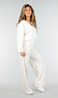 Crème Sweater met Halve Rits en Elastische Boorden