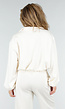 Crème Sweater met Halve Rits en Elastische Boorden