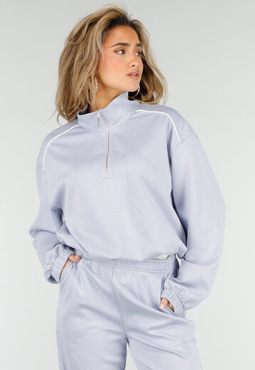 Lichtblauwe Halve Zip Trui