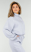 Lichtblauwe Sweater met Halve Rits en Elastische Boorden