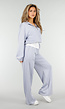Lichtblauwe Sweater met Halve Rits en Elastische Boorden