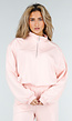 Lichtroze Sweater met Halve Rits en Elastische Boorden