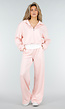 Lichtroze Sweater met Halve Rits en Elastische Boorden